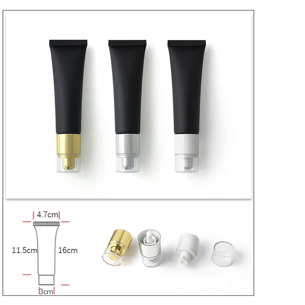 Bottiglia da spremere da 50 ml 50 g Tubo morbido in plastica nera opaca satinata Contenitore riutilizzabile da viaggio per crema cosmetica vuota