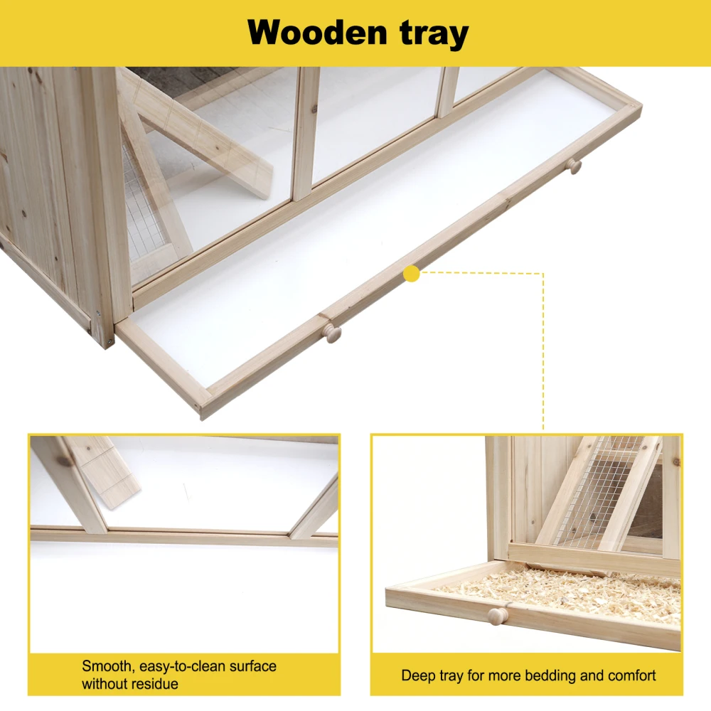Ye Large Wooden Hamster Cage with Acrylic Windows, Multi-Level Small Pet Habitat with Deep Tray, Ventilated Hutch for Syrian, Dwarf Hamsters, Rabbits, Guinea Pigs & Chinchillas view 5