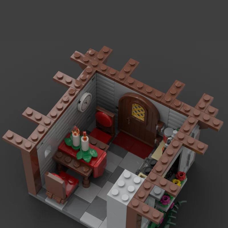 Ville rue vue modèle MOC briques de construction hiver Village maison technologie modulaire cadeaux vacances assembler enfants jouets costume