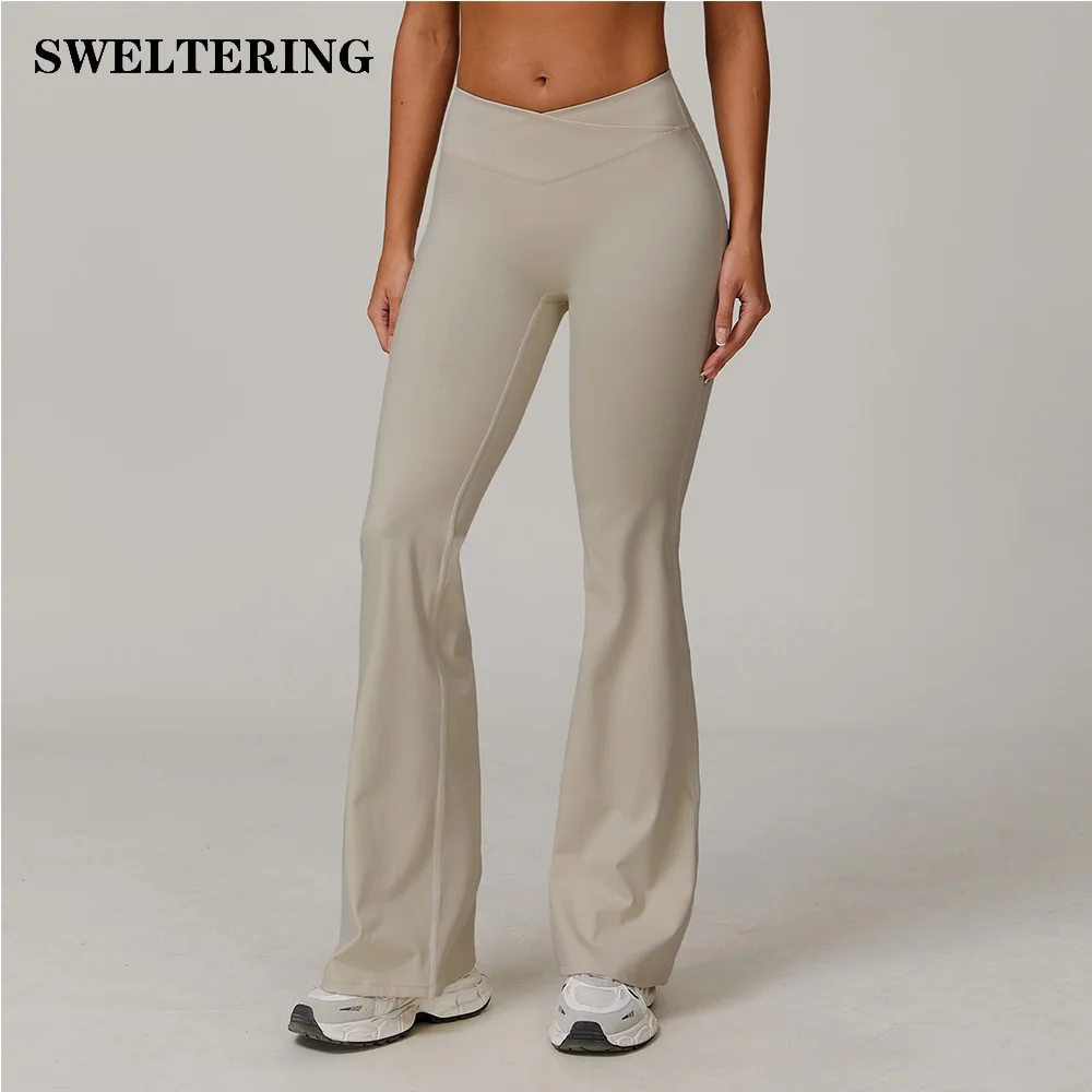 Women Bell Bottomed Sport Fitness Leggings High Waist Wide Leg Pants Yoga Pants Training Running Gym Legging Female Flared pants