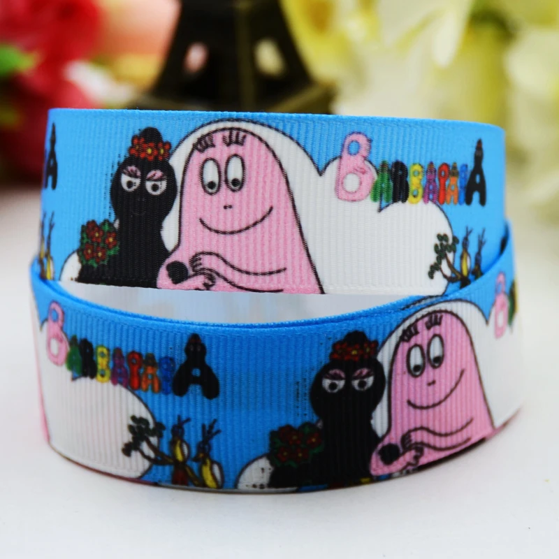 22mm 25mm 38mm 75mm Ruban satin Barbapapa Cartoon Character printed Grosgrain Ribbon Hair Accessories party decoration 10 Yards