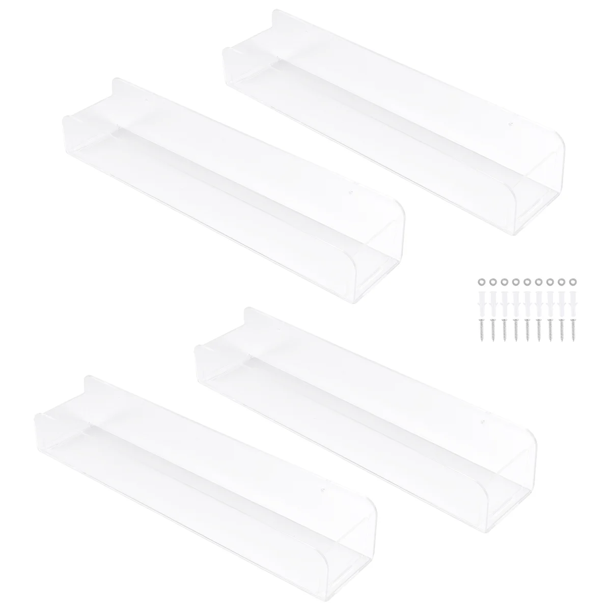 Wall Mounted Spice Rack Organizer,Clear Acrylic Spice Shelf Storage Holder for Wall Kitchen Pantry Cabinet Door 4 Pack