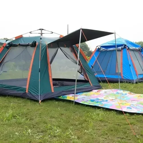 Tienda de campaña de gran espacio con protector solar fuerte de Moq bajo a precio de fábrica con capa de curado de vinilo, tiendas de campaña impermeables para exteriores para acampar