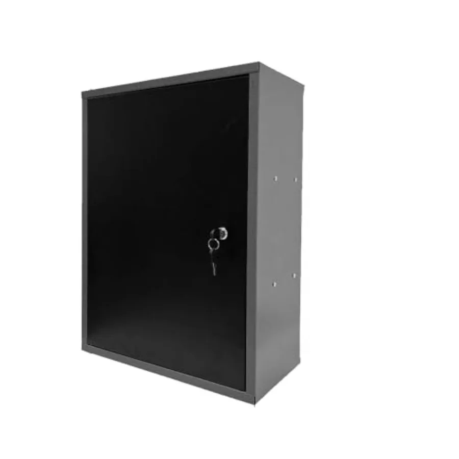 

Metal Wall Mounted Storage Lockable Garage Cabinet with 2 Removable Shelves Black and Grey