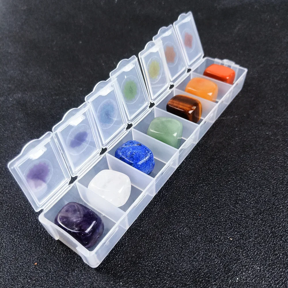 7pcs/box Natural Square Chakra Reiki Crystals Gem Stone Healing Polishing Rock Quartz Yoga Energy Home Decor Ornaments Specimen