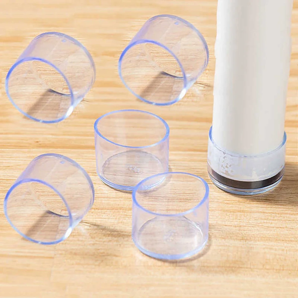 Transparent Table Chair Foot Covers Round/Square Pipe Plugs Protective Covers Furniture Thickening Anti Slip Leg Pads