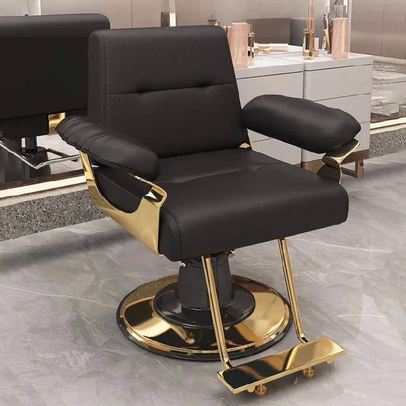 

Swivel Recliner Barber Chair Luxury Makeup Professional Working Gold Salon Chair Hairdresser Silla Barbero Commercial Furniture