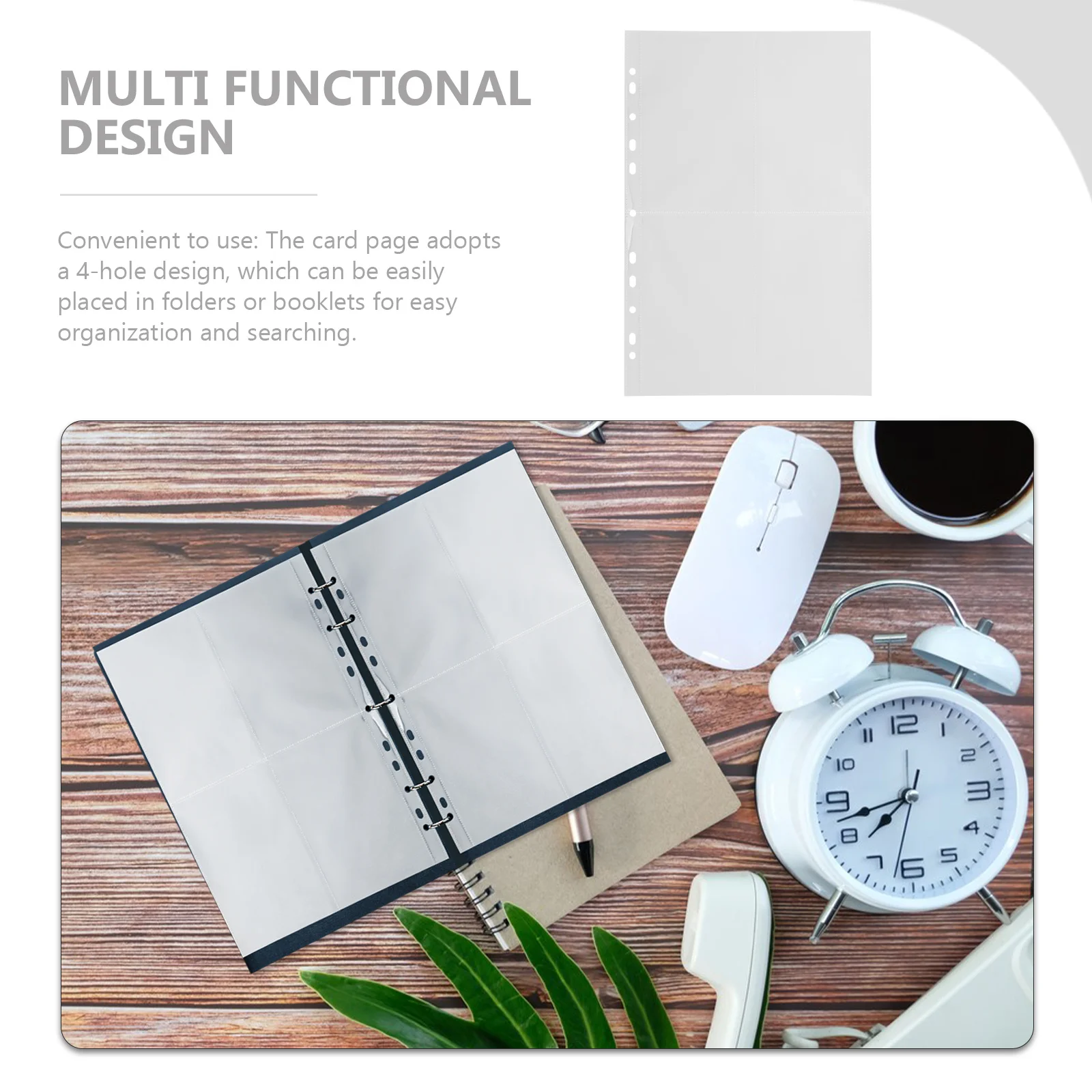 40Pcs A4 Transparent Photo Album Pages 4 Pockets Per Sheet Reusable Plastic Binder Inserts for Organizing Photos