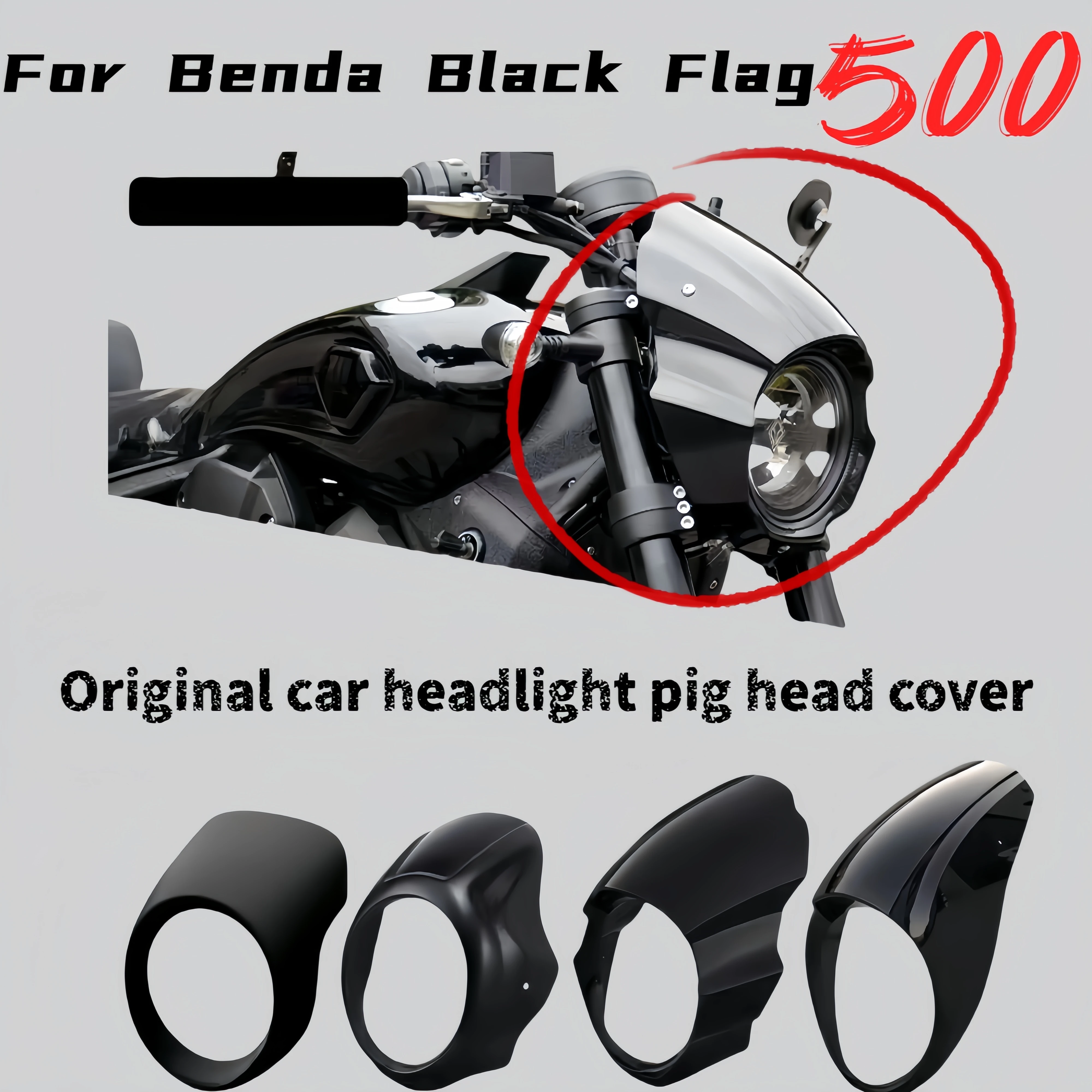 Pour Benda BD Black Flag 500 modifié original couvercle de tête de cochon rétro déflecteur de pare-brise avant accessoires de pare-brise