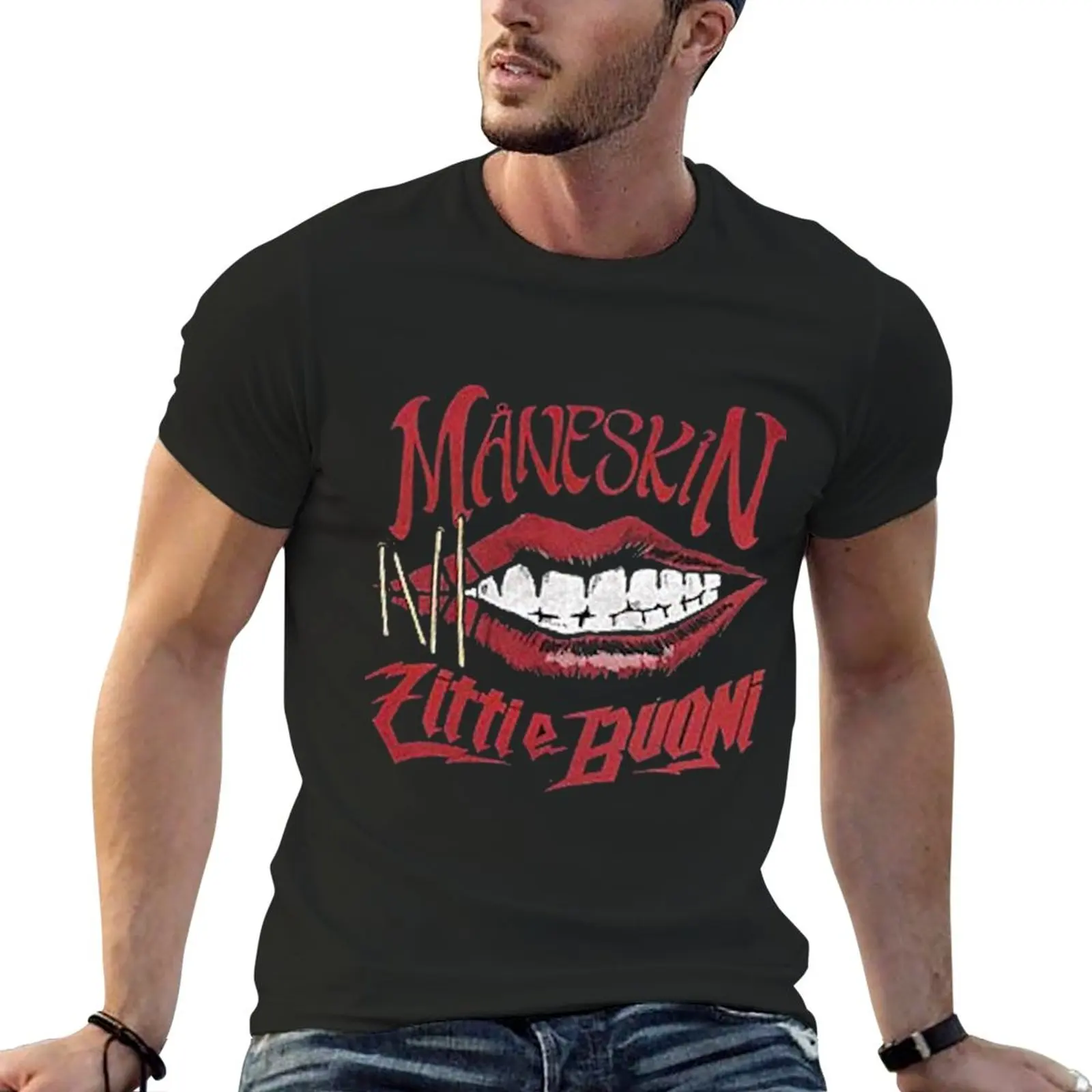 MANESKIN zitti e buoni T-Shirt plus sizes funnys t shirts for men graphic