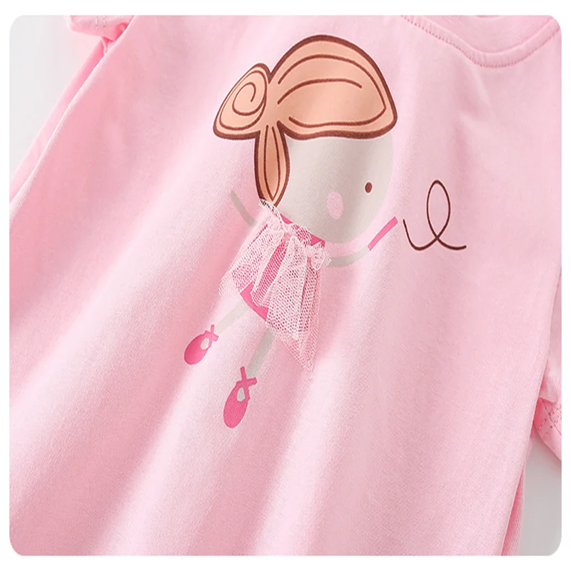 Jumping Meters New Arrival Purple Ice Cream Embroidery  Girls Tees Cotton Summer Toddler Clothes Kids Tops Children\'s Tshirts