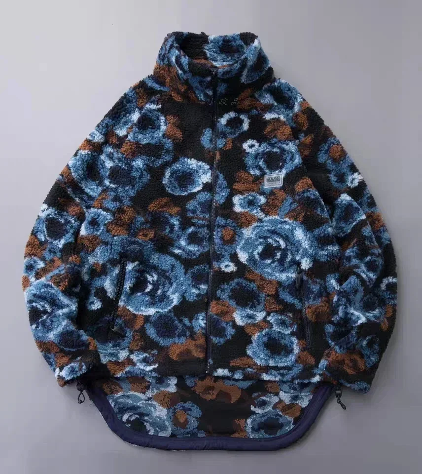 NAPA BY Martine Rose ASAP ROKY Duck Matching Blue Lamb Fleece Jacket Fashion Printed Coats for Men