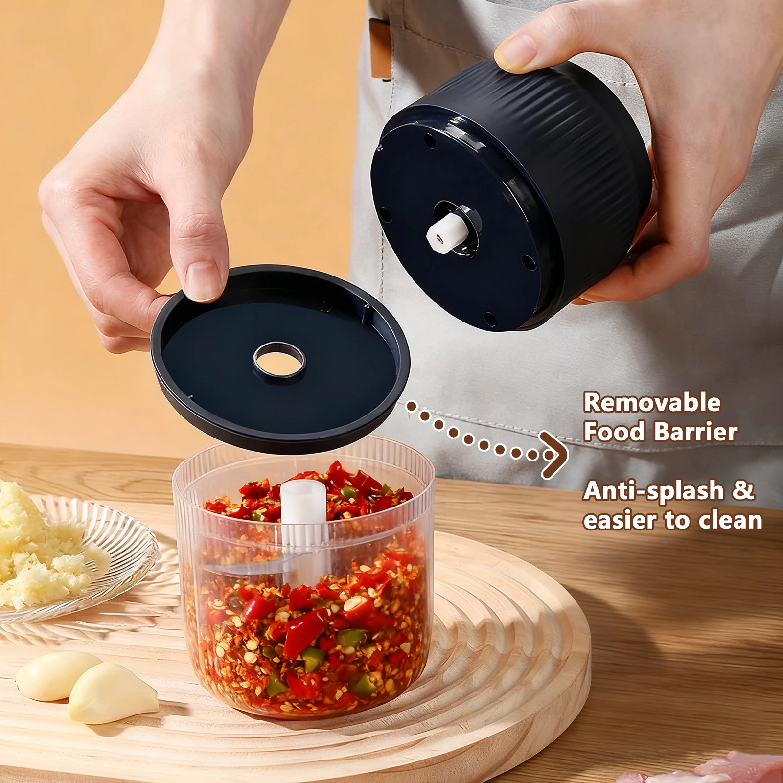 320ml Electric Mini Garlic Chopper USB Chili Pepper Grinder Kitchen Tool for Crushing Garlic Ginger Vegetables Baby Food Gift image 4