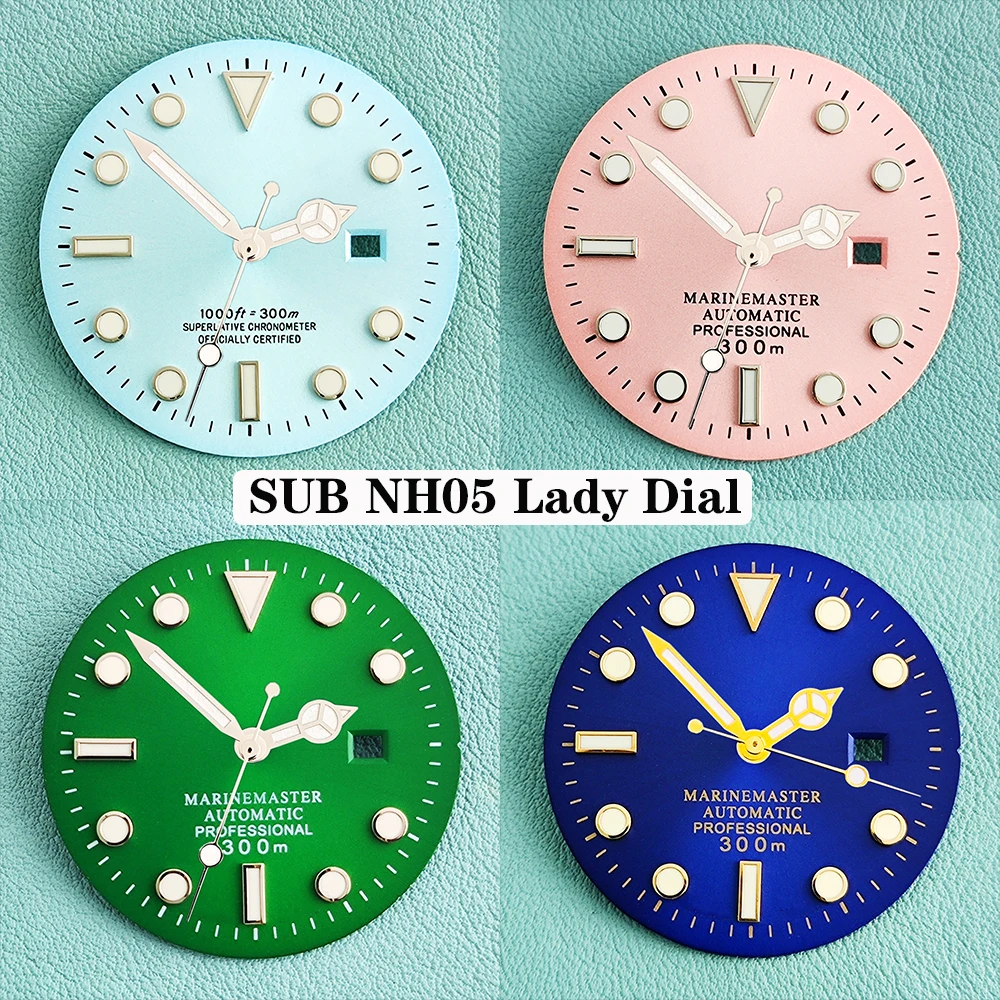 

NH05 24.5mm green illuminated SUB S dial, suitable for diving watch accessories of NH05 movement, watch repair tool