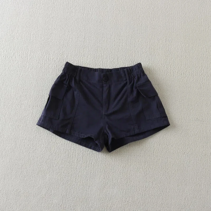 Summer Elastic Waist All-match Loose Street Casual Hot Shorts Solid Simplicity Fashion A-line Shorts Trend Vintage Women Clothes