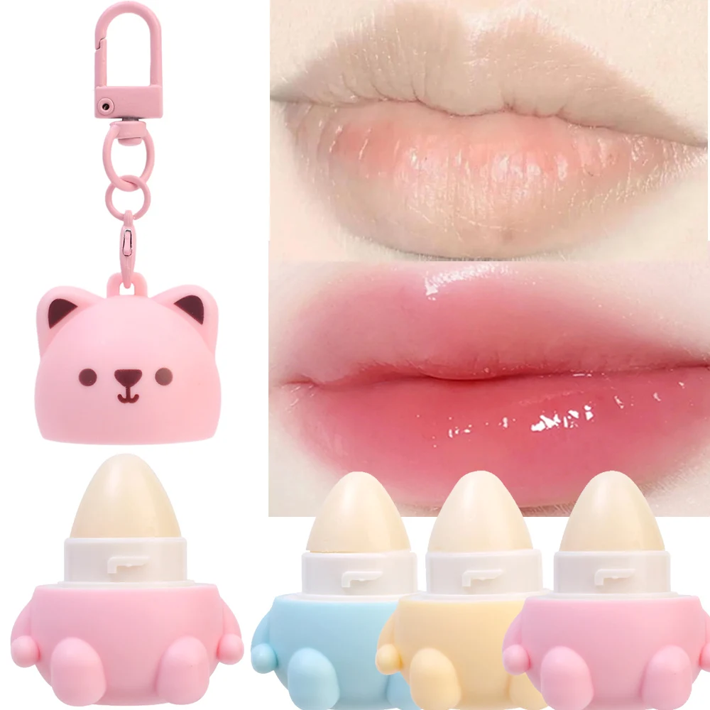 Fruit Bear Lip Balm Moisturizing Keychain Warming Lip Gloss Brighten Exfoliating Moisturize Dead Skin Repair Lips Care Makeup