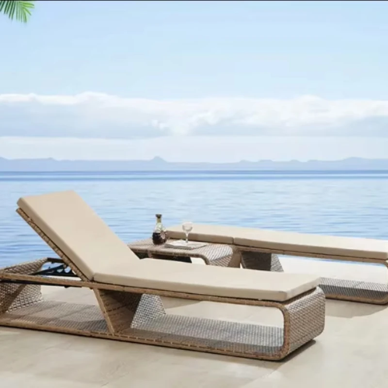 

Modern five-star hotel outdoor folding loungers loungers rattan PVC loungers terrace or swimming pool