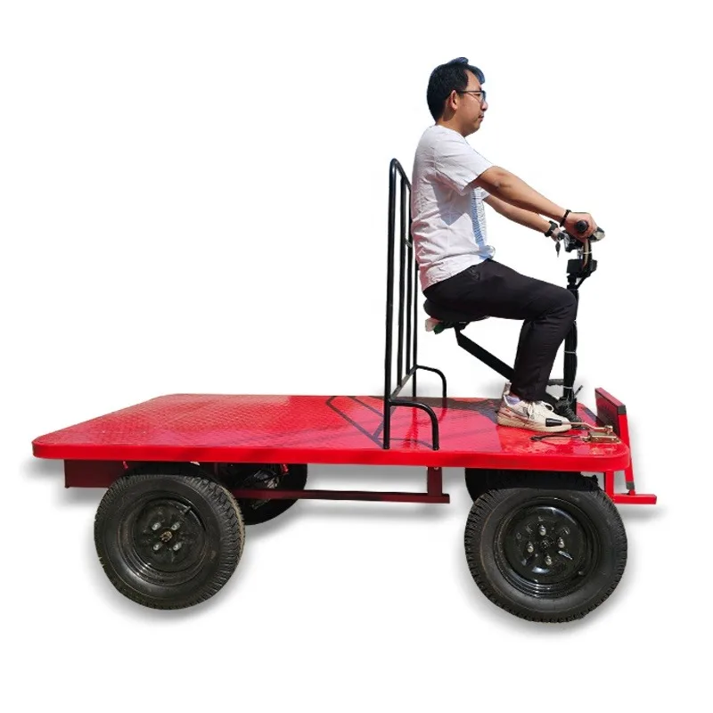 4-Wheel Fence Electric Cargo Flatbed Handcart Trolley Carts with 400-10 Tire Specification for Sale