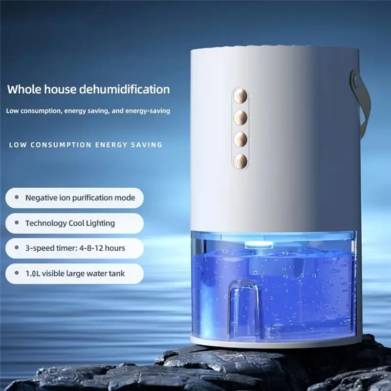 YCOC-Dehumidifier For Bathroom Small Dehumidifier For Home Bathroom Portable Energy Efficient Air Dehumidifier Black EU Plug