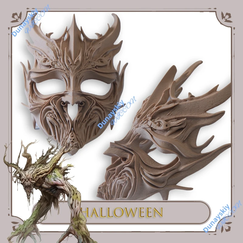 

Tree Spirit Cosplay Mask Halloween Wooden Demon Facepiece Anime Game Character Prop Christmas party cosplay costume stage props