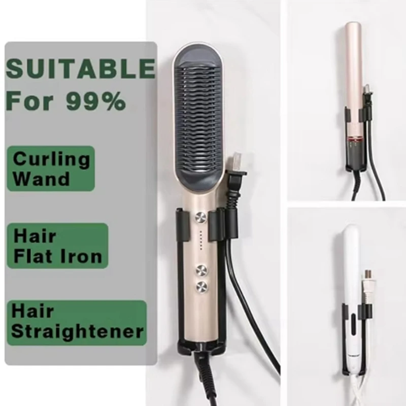 Hair Curling Iron Aluminum Wall Mount Holder Organizor Storage Rack Suitable Various Curly Hair Sticks