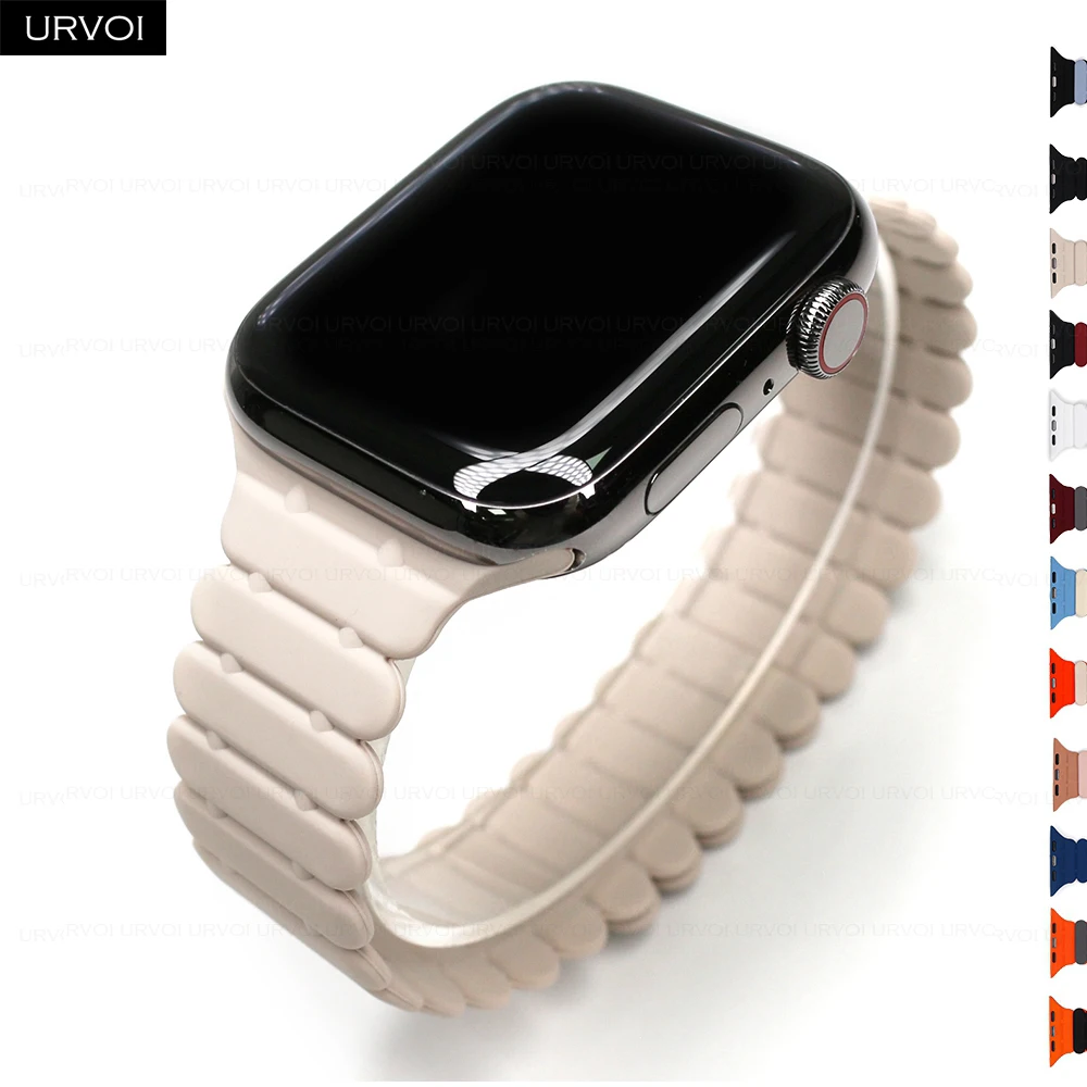 URVOI Band for Apple Watch Series 10 9 876 SE Magnetic silicone loop for iWatch strap magnet wristband bracelet breathable 41mm