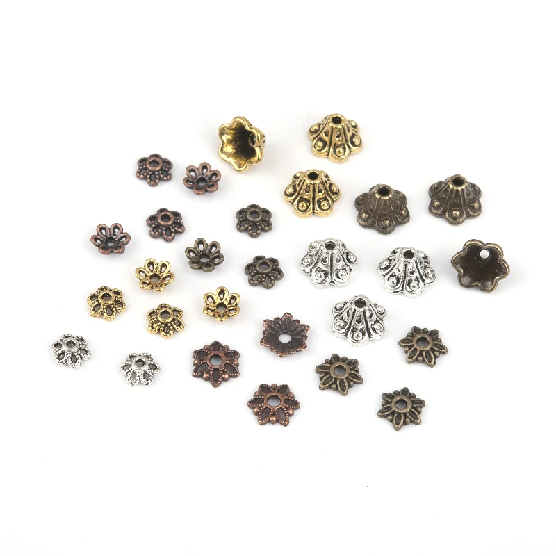 8Seasons Zinc Based Alloy Beads Caps Flower DIY Making Earrings Bracelets Jewelry Gifts Findings (Fits 8mm-12mm Beads),55-500PCs