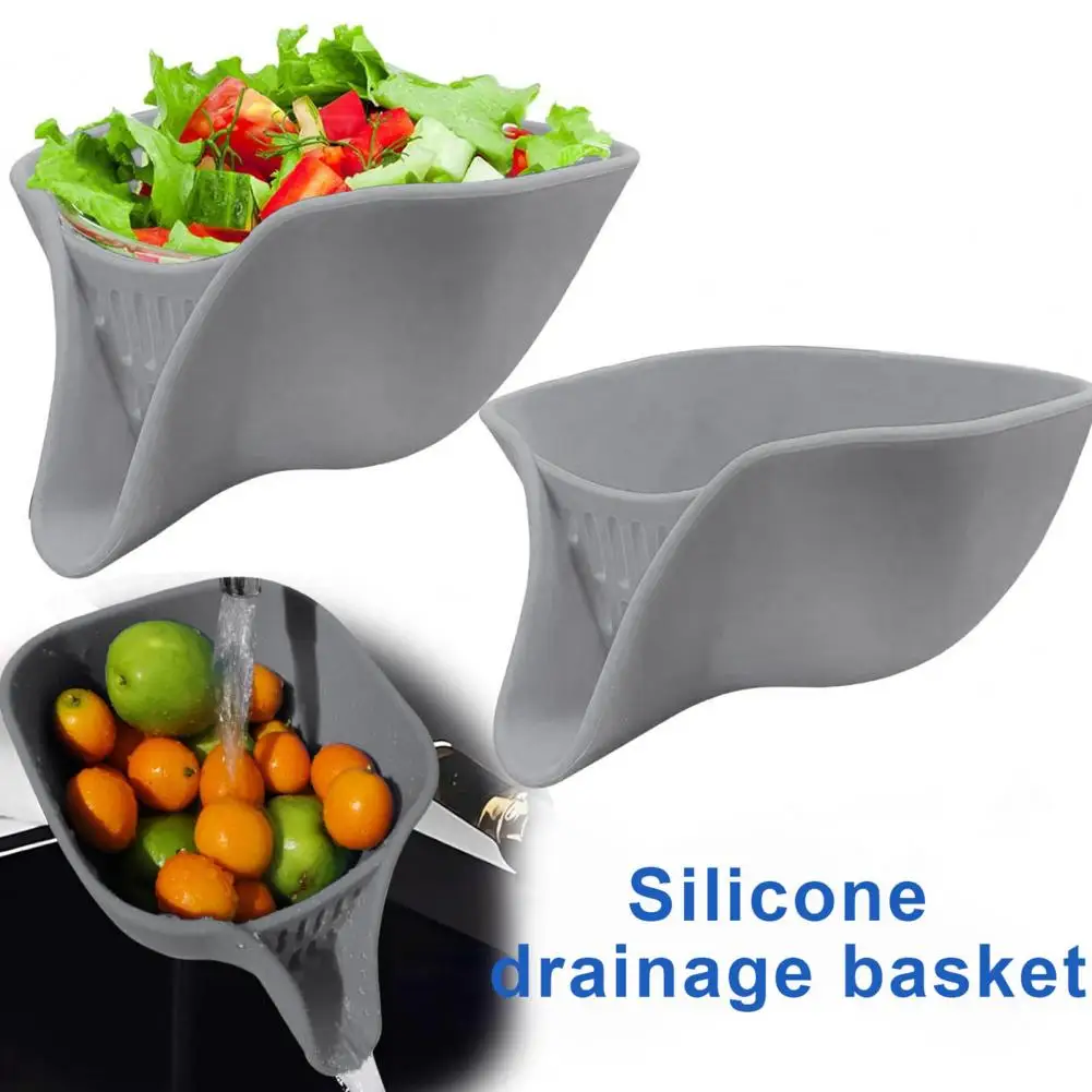 Silicone Drainage Basket Capacity Kitchen Drain Basket Funnel for Quick Drainage Smooth Washing Food Grade Fruit Vegetable Salad