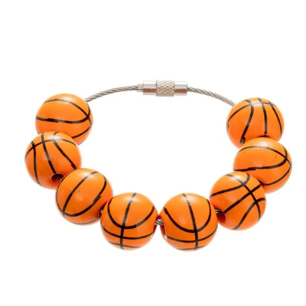 Wooden Baseball Bag Charm Basketball Themed Bracelet Keychain Sports Ball Keychain Decorative Hanging Bracelet Charm