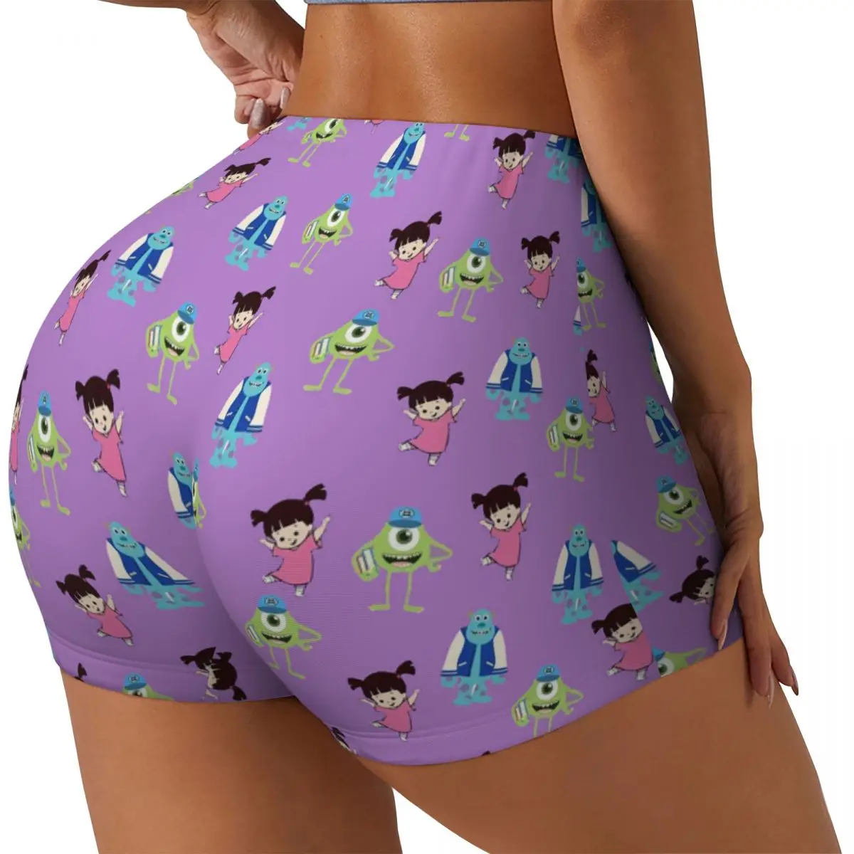 Custom Monsters University Volleyball Biker Gym Shorts Women Athletic Workout Yoga Shorts