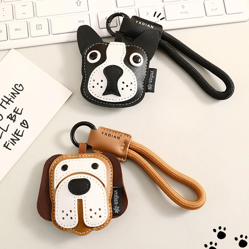 Niedlicher Hund Leder Schlüsselanhänger Cartoon Bulldogge Beagle Auto Schlüsselanhänger Student Schultasche Anhänger Paar Exquisite kleine Geschenke