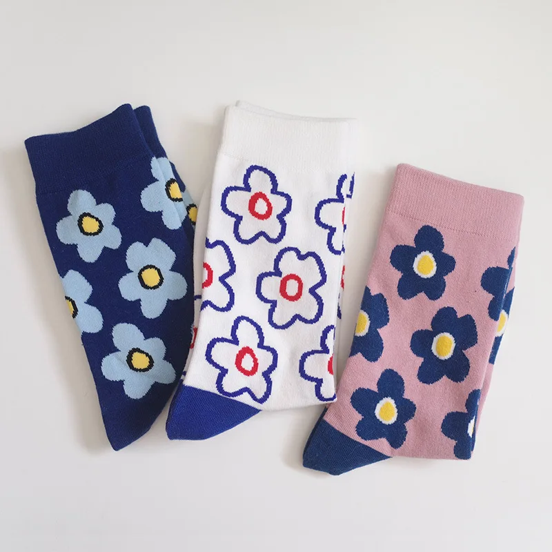 Autumn Winter Sock Women Korea Style Flower Pattern Print Short Socks Cute Streetwear Girls Fashion Women Socks носки женские