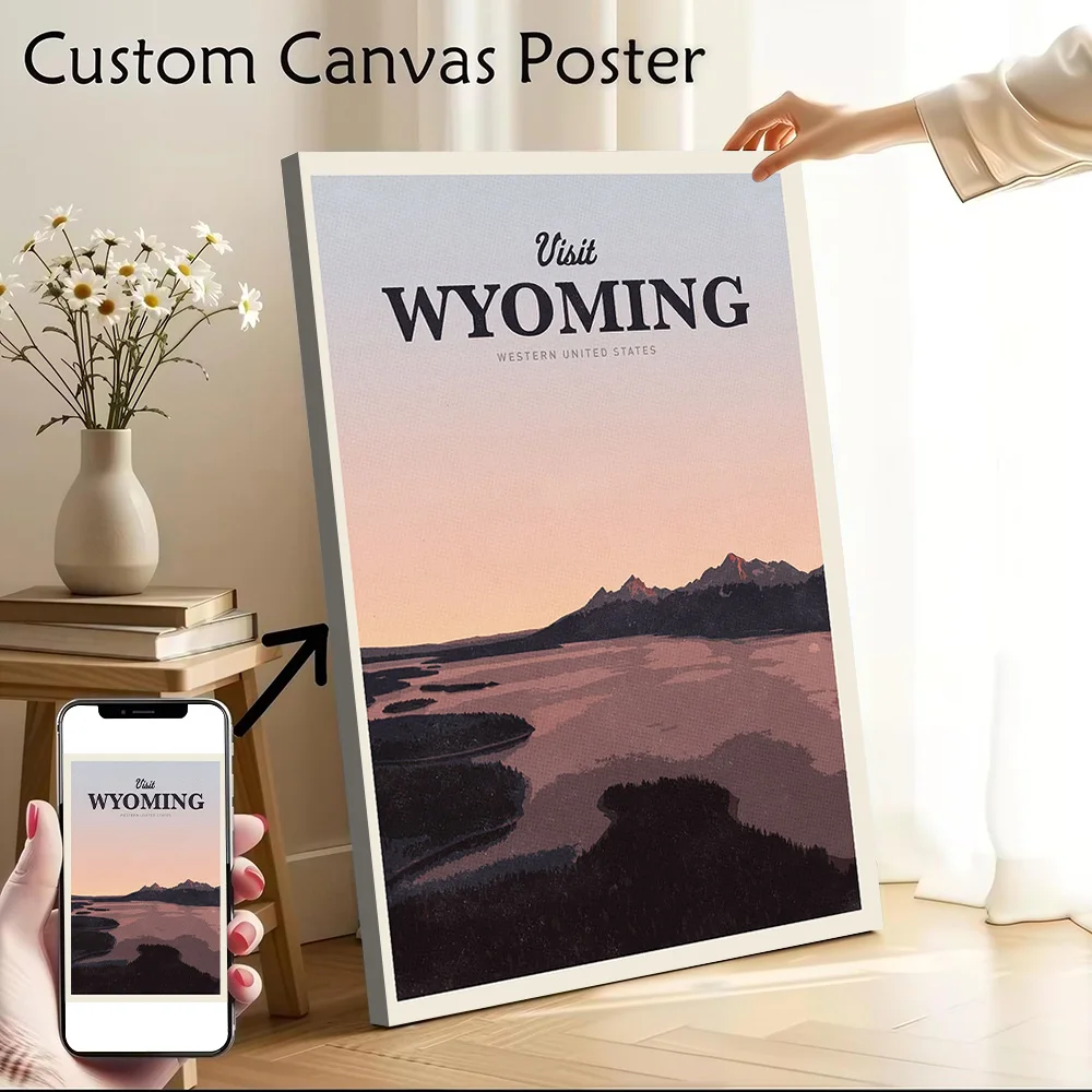Visit Wyoming Canvas Print Perfect Gift for Fans Lovers Personalized Wall Art Poster for Home Decor Luxury Decoration Painting
