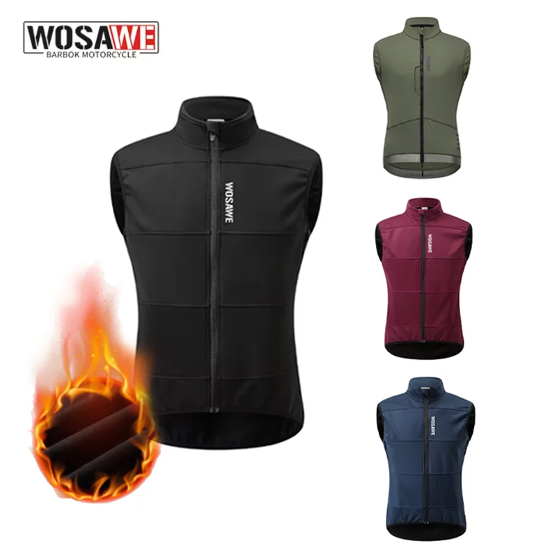 WOSAWE Multi-Pocket Men's Motorcycle Vest Sleeve-Less Jacket Motorcycle Rider Vest Reflective Warm Motorcycle Off Road Vest