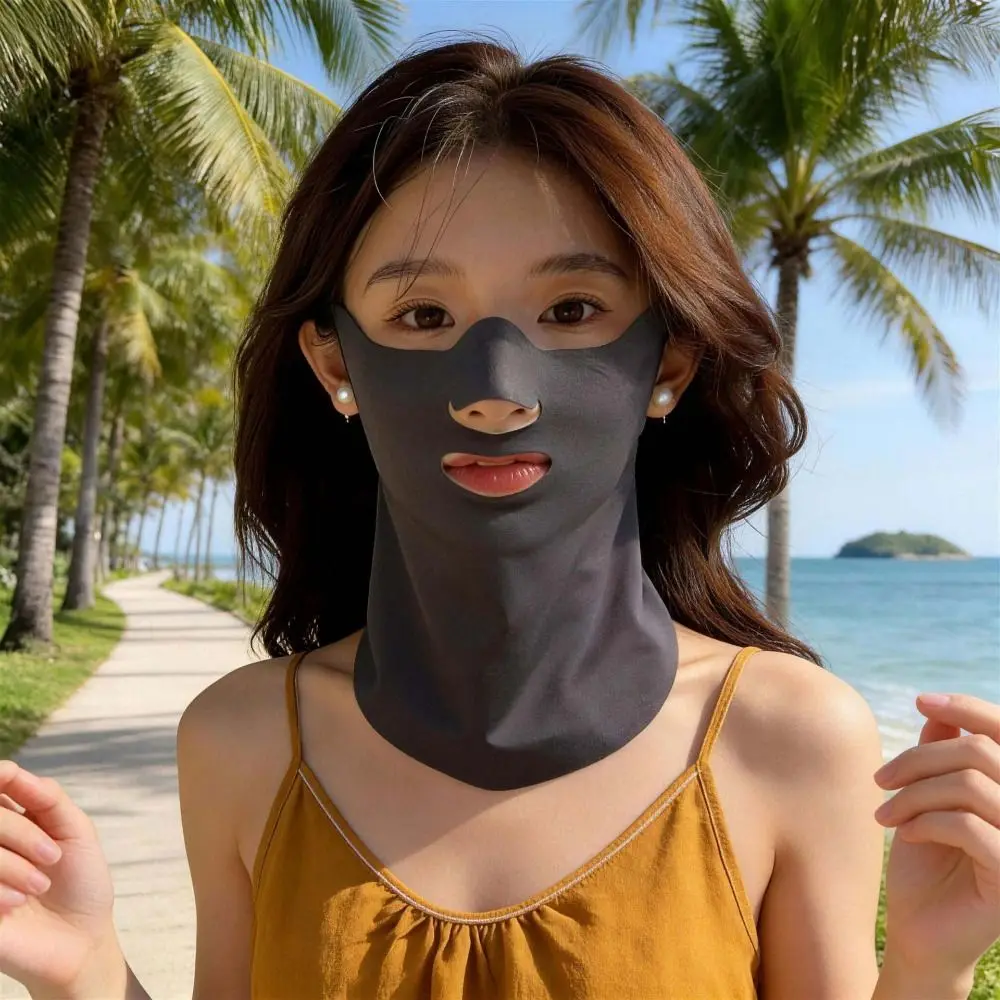 Cycling Nylon Neck Sunscreen Mask Polyester Elastic Face Sun Protection Solid Color Thin Breathable Sunshade Mask Summer