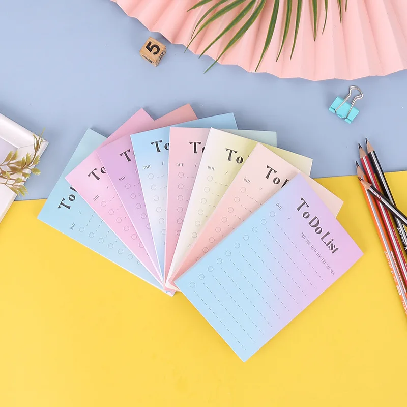 50 Sheets Ins Simple Memo Pads Gradient Check List To Do List Portable Pastable Sticky Notes Korean Stationery Office Supplies