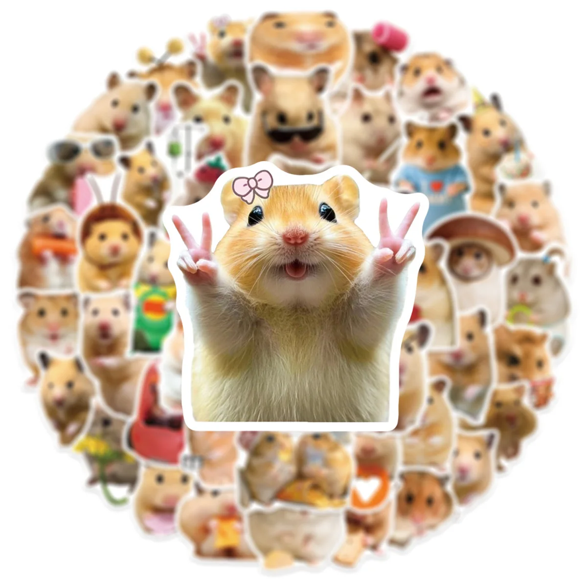 50pcs Funny Hamster Doodle Stickers Set Cute Animal Meme Expressions for Guitar Luggage Notebooks Stationery Decoration