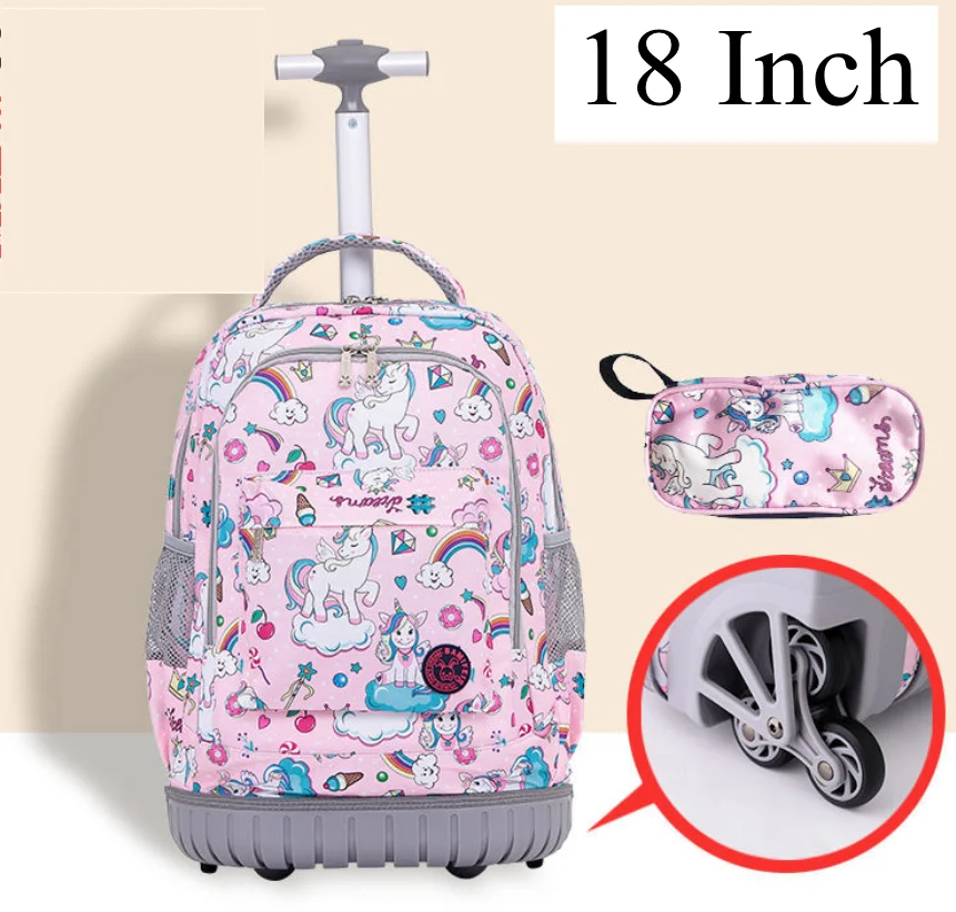 18 Inch  Rolling Backpack 6 wheels 16 Inch Travel Luggage Suitcase Girls Wheeled Backpack for College School Trolley Bags Boys