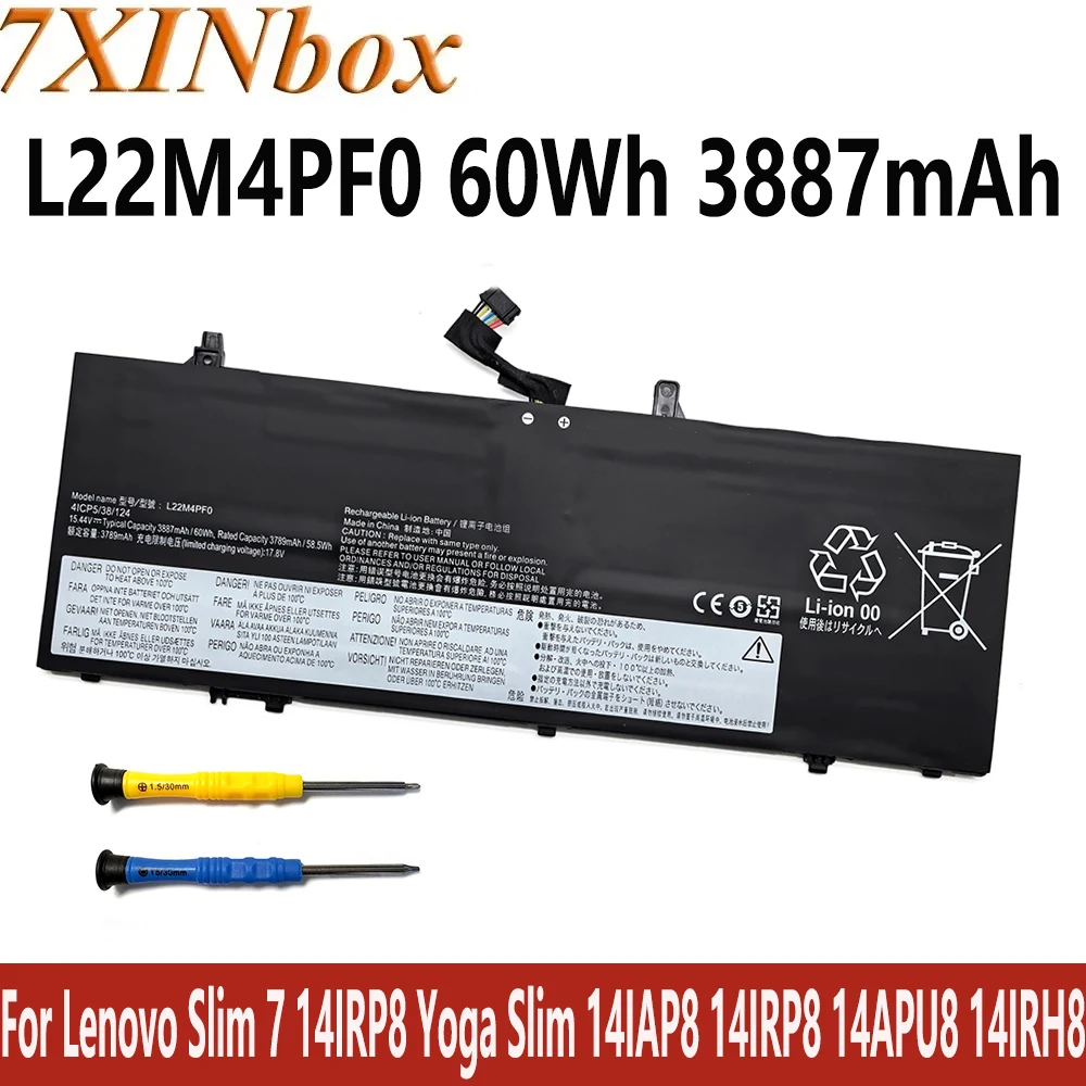 

7XINbox L22M4PF0 15,44 В 60 Втч 3887 мАч Аккумулятор для ноутбука Lenovo Slim 7 14IRP8 Yoga Slim 14IAP8 14IRP8 14APU8 14IRH8 бесплатные инструменты