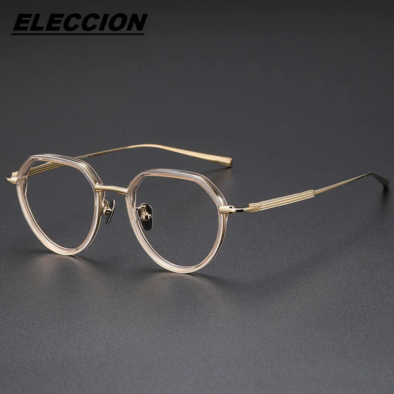 

ELECCION Luxury Brand Titanium Glasses Frames For Men Round Rim Frame Optical Prescription Spectacles Eye Glasses 67/01