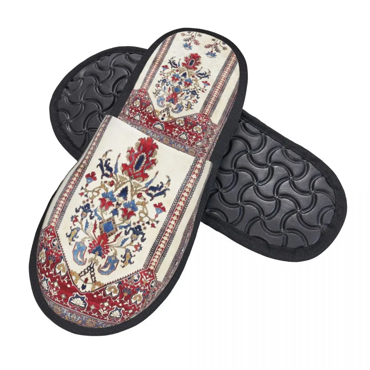 Custom Bohemian Persian Silk Rug Soft Memory Foam House Slippers Women Geometric Ethnic Kilim Cozy Warm Anti-Skid Slipper