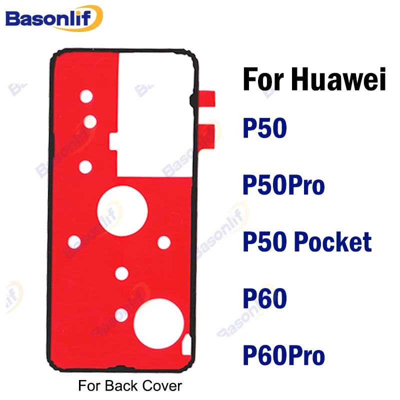 

Basonlif для Huawei P50 P60 Pro P50Pro P60Pro P50, карманная задняя крышка батарейного отсека, водостойкая клейкая задняя наклейка, запасная часть