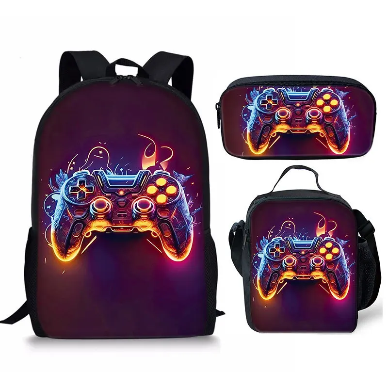 

Creative Popular Funny New game pad 3D Print 3pcs/Set pupil School Bags Laptop Daypack Backpack Crossbody Lunch bag Pencil Case