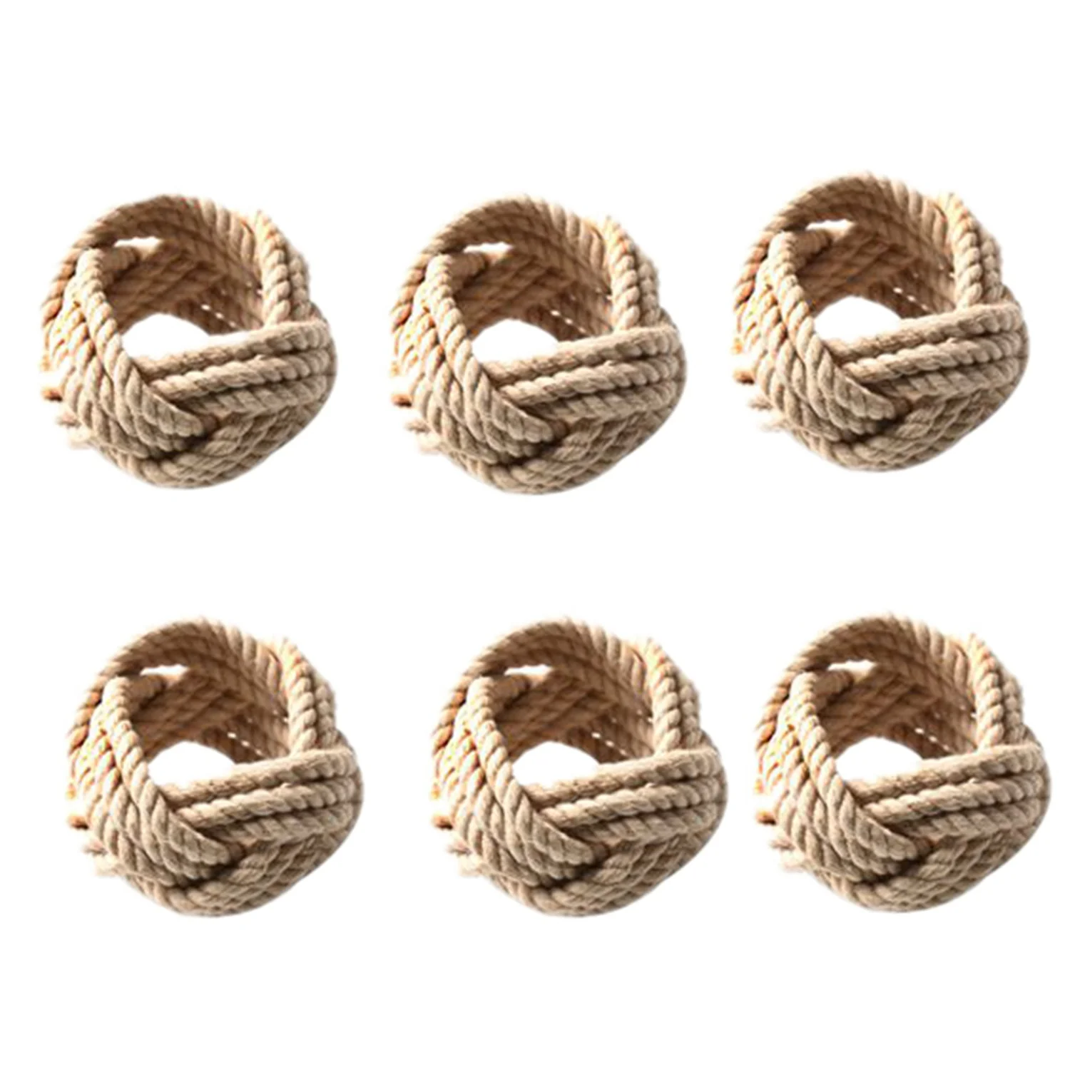 12Pcs Natural Jute Napkin Loop Cord Woven Napkin Buckle Corded Napkin Buckle Waxed Twine Napkin Loop