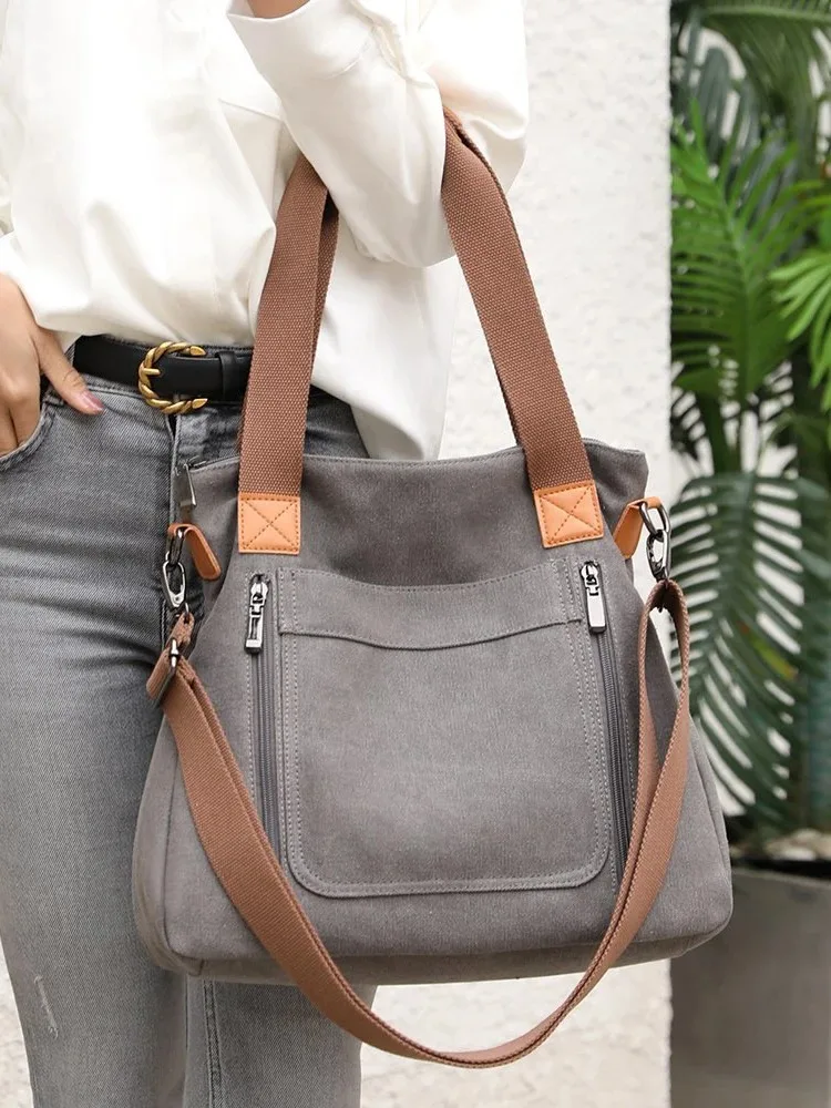 

Large Capacity Women's Canvas Tote Bag, Durable and Stylish Single Shoulder Bag for Everyday Use, Casual Messenger Bag for Women