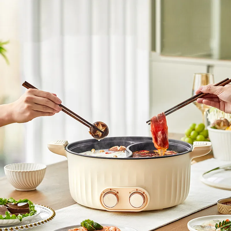 2000W Electric Cooking Pot Home Large Capacity Electric Hot Pot Nonstick Frying Pan Multifunctional Cooker Kitchen Tools 6L