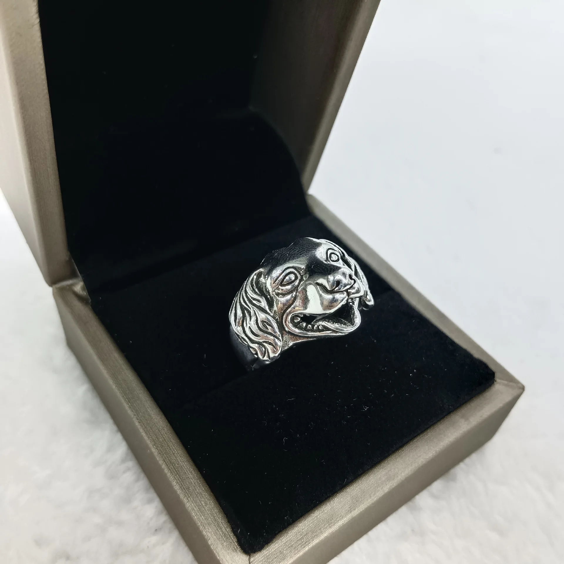 

Personalised Zodiac Dog Open Ring Vintage Thai Silver Hipster Dog Head Open Rings