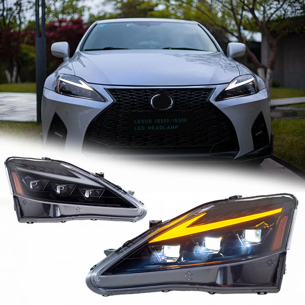 

LED HeadLights for LEXUS IS IS250 04-12 3 lens style full led DRL Car head lamp Assembly Signal Auto Accessories Modified Lamp