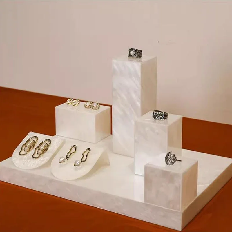 

Jewelry Display Tray Box with Riser Stand for Necklace Earring Bracelet Ring Storage Watch Holder Case Jewellery Organizer