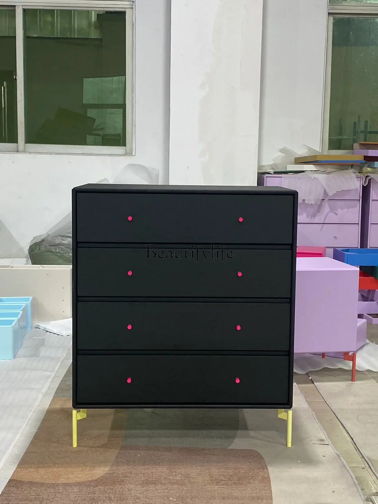 

Black Designer Matte Four Drawers Lockers